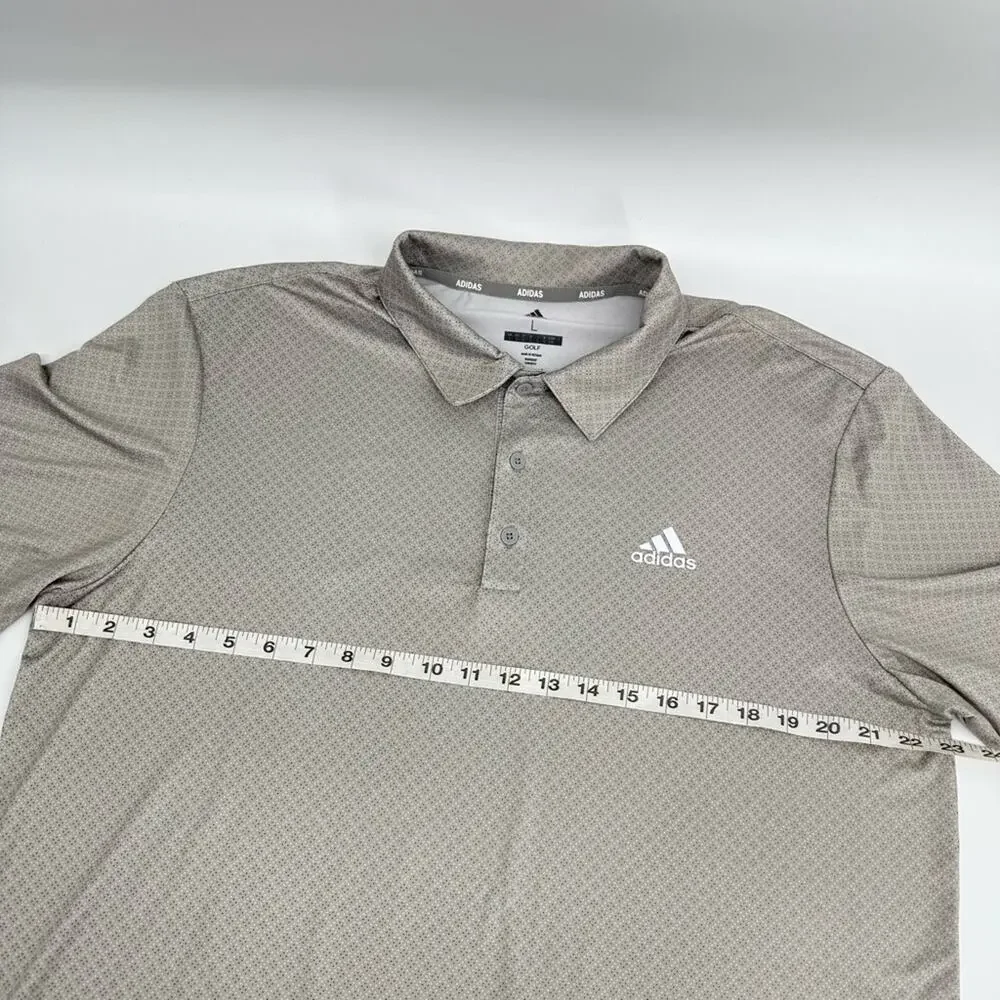 Adidas Men's Golf Ultimate Gray‎ Dot Print Polo Top Size L